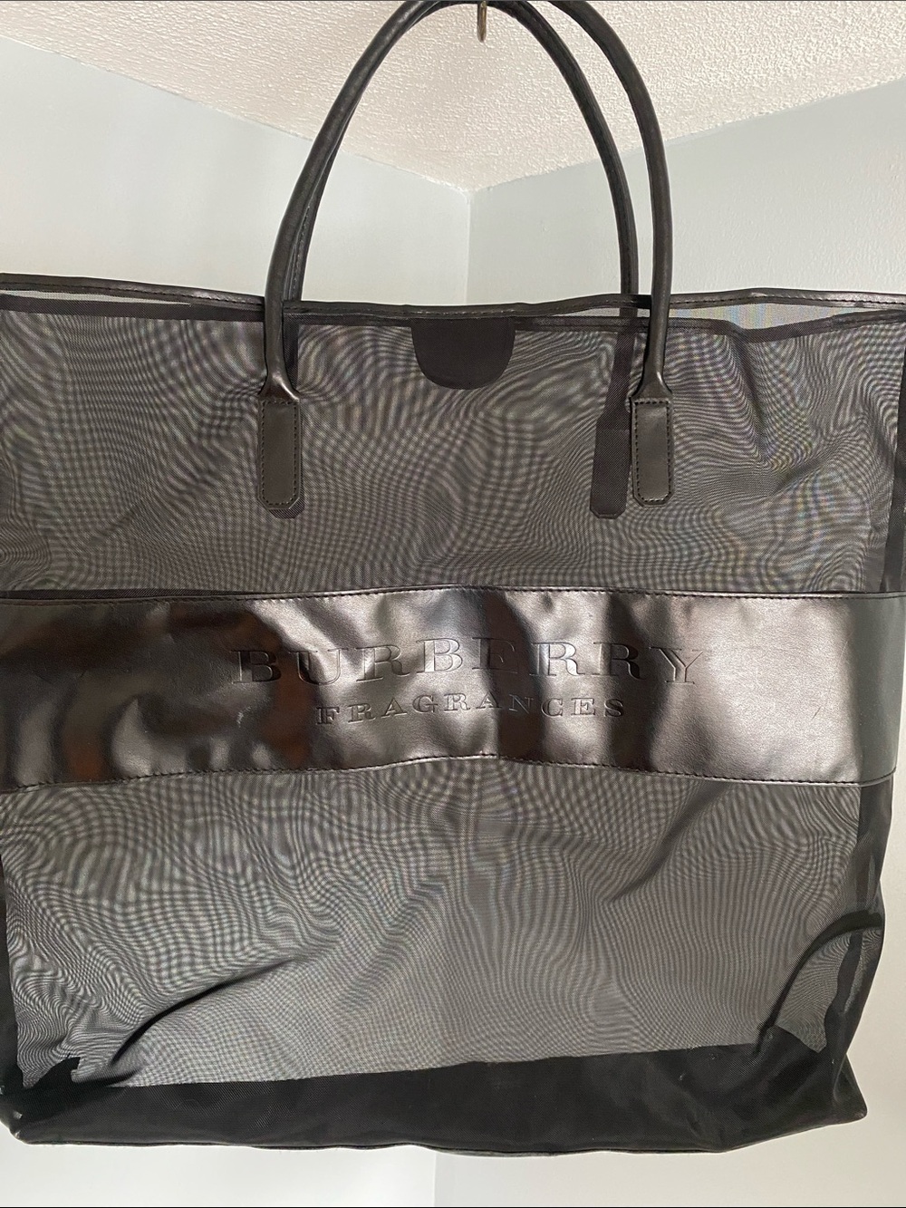 Burberry Black Large Tote with Embossed Logo Burberry Fragrances